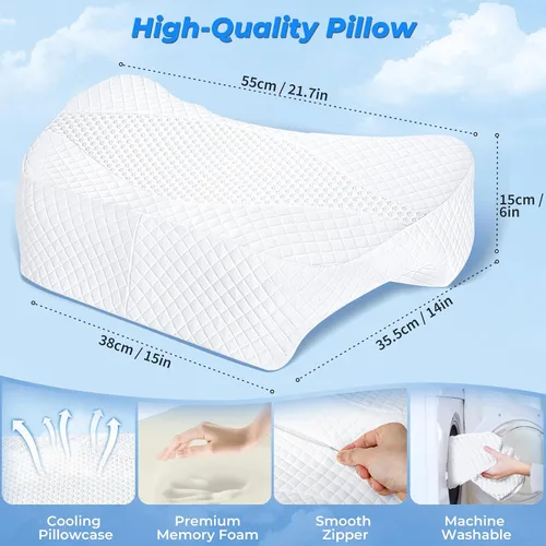 Vista 2 de SAHEYER Almohada para dormir de lado con orificio para el brazo, sistema de alivio de hombros con agujero de 3 brazos, almohada de espuma