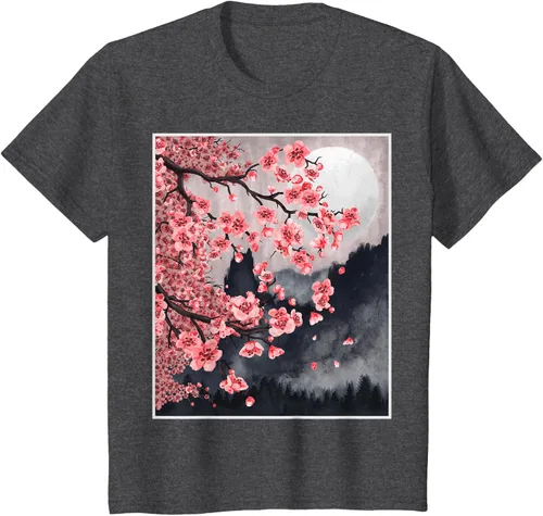 Vista 35 de Sakura - Camiseta japonesa de cerezo en flor japonesa, Negro, S