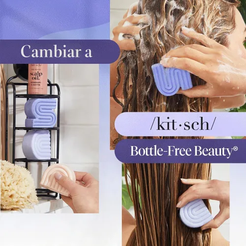 Vista 6 de Kitsch Set de champú y acondicionador morado para rubias y cabello teñido