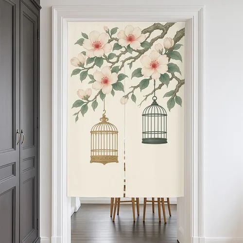 Vista 2 de Cortina japonesa para puerta, cortinas de algodón noren, cortina japonesa, cortina de puerta de lino de algodón, 33.5 x 55 pulgadas, tapiz