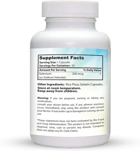 Vista 3 de Dr. Clark Suplemento de selenio 200 Mcg - Cápsulas dietéticas con mineral esencial - Mejora la función tiroidea y apoyo inmunológico - 100 cápsulas