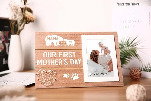 Vista 2 de Regalos para el primer día de la madre para mamá y bebé, regalos para el Día de la Madre 2026, marco de fotos con tema de oso para mamá y bebé, niño