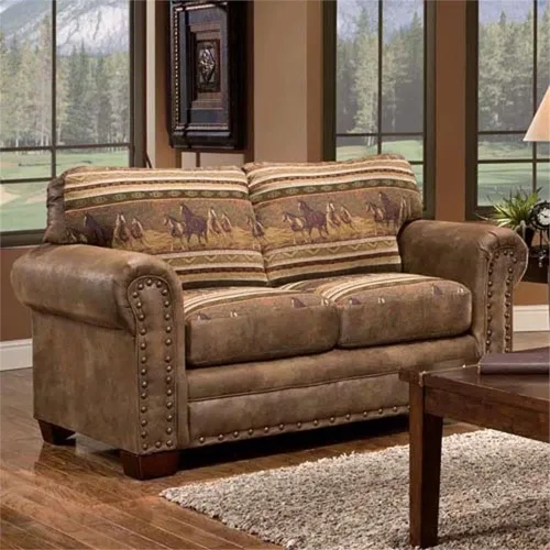 Vista 2 de American Furniture Classics Sofá biplaza de microfibra Wild Horses en marrón