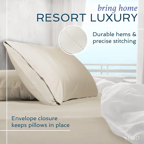 Vista 2 de Hotel Sheets Direct - Fundas de almohada de 100% bambú súper suaves, sedosas y frías, resistentes al sudor, absorbentes de humedad