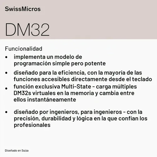 Vista 8 de SwissMicros Calculadora RPN DM32: software HP 32SII, carcasa de acero inoxidable 316L, solucionador de ecuaciones integrado y USB-C