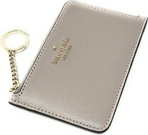 Vista 4 de Kate Spade - Tarjetero unisex Darcy de Laether con cremallera en L medio con llavero en gris pardo cálido, Topo cálido