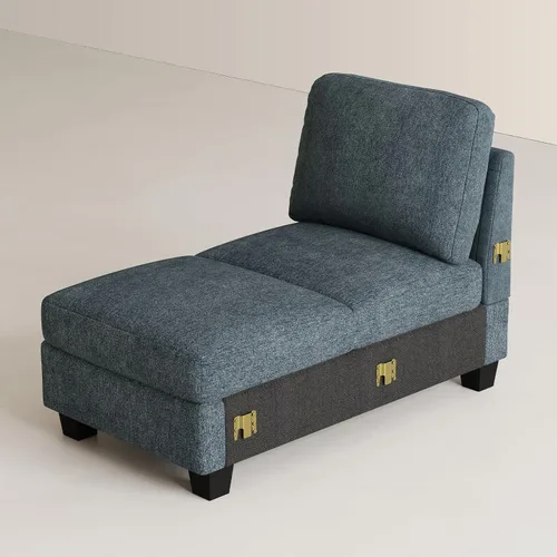 Vista 18 de Belffin Sofá cama seccional de pana de felpa con asiento ancho y profundo, modulares de nube seccionales para sala de estar. Sofá negro