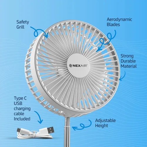 Vista 8 de NEXAIR Ventilador plegable de 8 pulgadas, ventilador portátil oscilante de 4 velocidades de altura ajustable de 14 a 40 pulgadas, ventilador