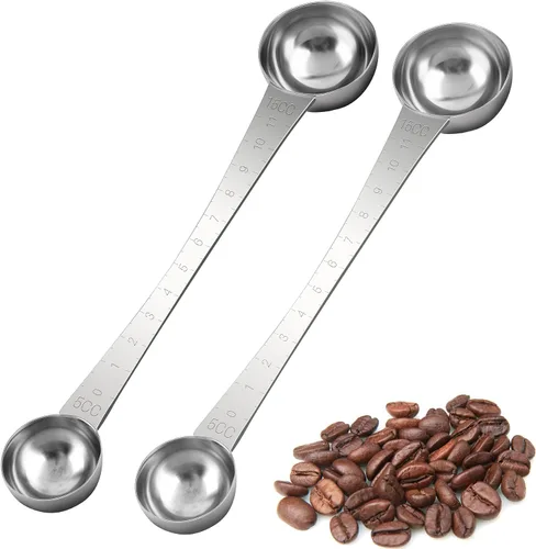 Vista 10 de AUEAR, Endurance - Cuchara medidora de café de acero inoxidable, 1 cucharada y 1 cucharadita de mango largo con marca de garrapata para té y azúcar