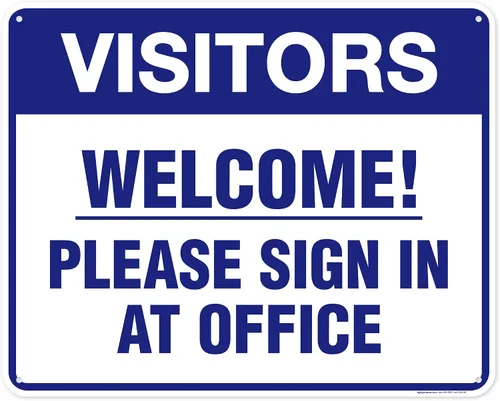 Vista 17 de Letrero con texto en inglés «Welcome Please Sign In at Office», 10 x 14