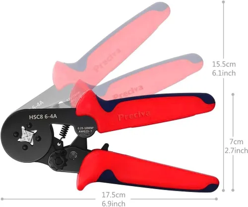 Vista 4 de Preciva Herramienta de prensado de virola con conectores de alambre y bolsa Rojo + Bolsa