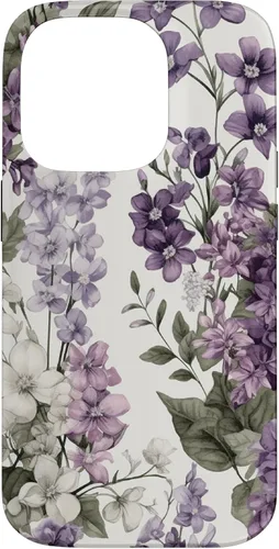 Vista 17 de White Violet Purple Lavender Lilac Floral Funda de flores botánicas para iPhone 17