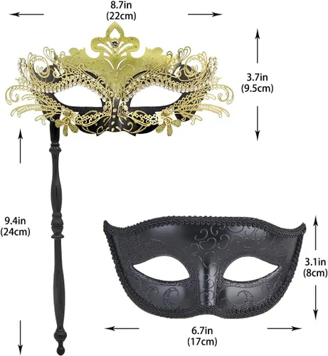 Vista 2 de IETANG - Máscara veneciana para parejas, accesorio de disfraz de fiesta.