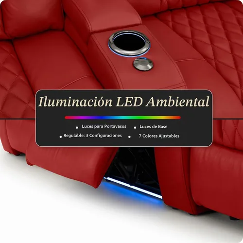 Vista 5 de Seatcraft Asiento de cine en casa Diamante Reclinable Individual Rojo