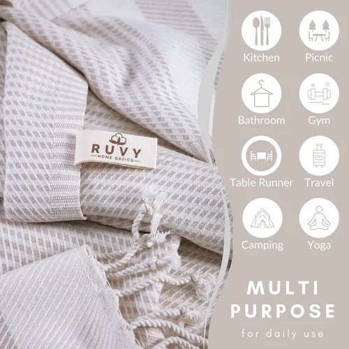 Vista 4 de Ruvy Home Basics - Juego de 2 toallas de mano turcas para baño, 18 x 40 pulgadas, algodón y baño decorativo, toallas de cocina, paños de cocina, té