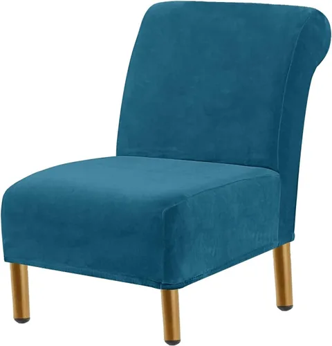 Vista 26 de Funda para silla decorativa sin brazos, de terciopelo elástico, extraíble, lavable, protector moderno de muebles con parte inferior elástica