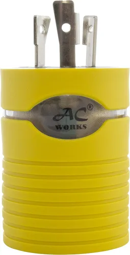 Vista 3 de AC WORKS Generador a adaptador RV de 30 amperios (L5-20 20A 3 clavijas de bloqueo compacto) Amarillo