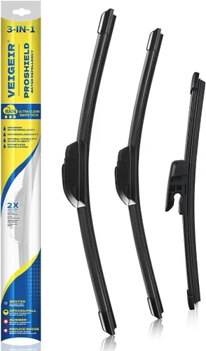 Vista 27 de Paquete de 3 plumas limpiaparabrisas delanteros y traseros para automóviles, calidad original de fábrica, 20 pulgadas, 20 pulgadas, 12 pulgadas