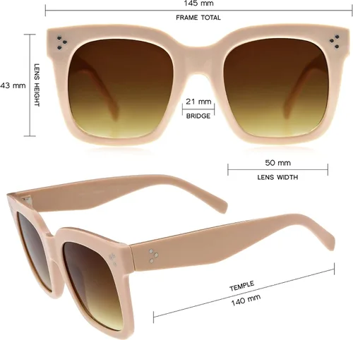 Vista 77 de zeroUV - Gafas de sol cuadradas retro de moda de gran tamaño para mujer estilo vintage 1.969 pulgadas