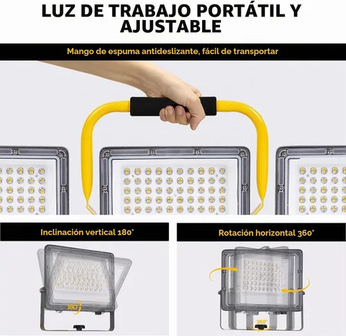 Vista 3 de Luces de trabajo LED de 30000 lúmenes con soporte - Luz de trípode plegable impermeable de 3 cabezales ajustables, luz de día de 6500K