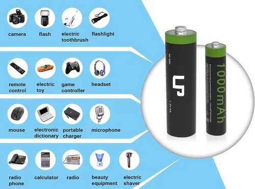 Vista 8 de LP Paquete de baterías recargables AA, paquete de 16 baterías dobles A de alta capacidad de 2300 mAh de 1.2 V NIMH para relojes, controles remotos