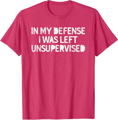 Vista 25 de Camiseta divertida con texto en inglés "Saying In My Defense I Was Left Unsupervised" Negro