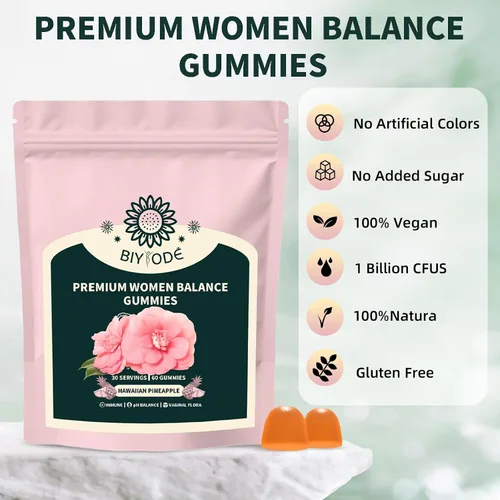 Vista 8 de Gomitas de Piña para Mujeres Equilibrio de pH, Probióticos Femeninos para la Salud Vaginal, Gomitas Nutritivas Femeninas, Apoyo Inmunológico