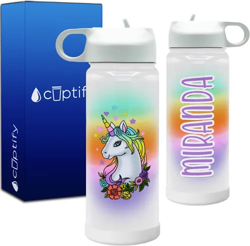 Vista 19 de Cuptify Botella de agua personalizada de unicornio con tapa y funda protectora de silicona, regalo personalizado para niñas que creen en la magia