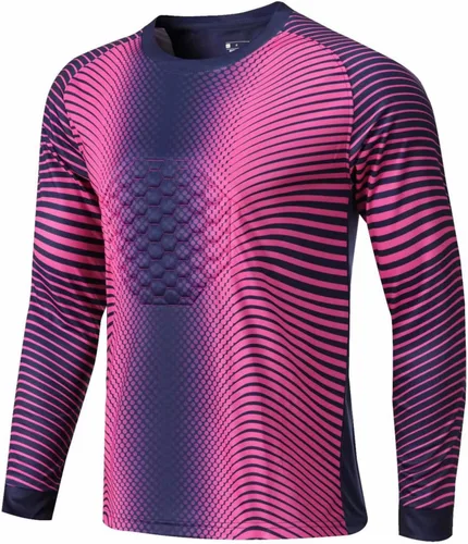 Vista 2 de Hansber Camisetas de portero acolchadas de manga larga para niños y jóvenes, uniforme de fútbol Azul marino oscuro