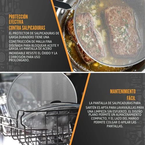 Vista 5 de U.S. Kitchen Supply Juego de 4 protectores de salpicaduras de acero inoxidable (13, 11.5, 10, 8 pulgadas), cubierta de malla fina, grasa y aceite