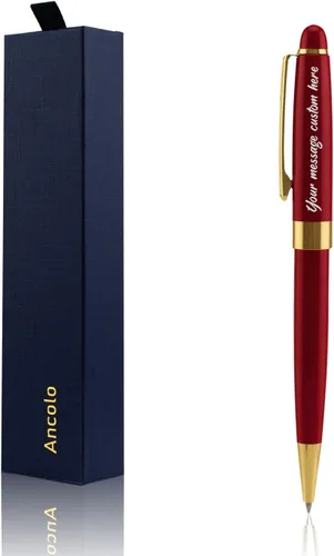 Vista 8 de Ancolo Bolígrafo negro, tinta negra a granel, punta media de 0.039 pulgadas (0.039 in), escritura suave, bolígrafos negros y dorados para hombres