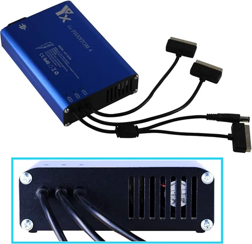 Vista 6 de Cargador de batería múltiple inteligente 4 en 1 con conexión a tierra para DJI Phantom 4/4 Advanced/4 Pro V2.0/4 Pro Plus Obsidian Drone y control