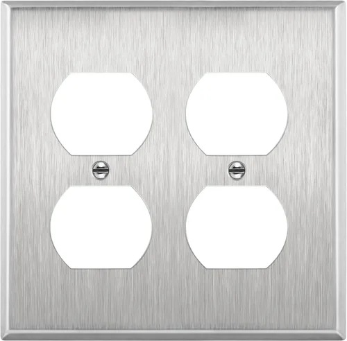 Vista 20 de ENERLITES Placa de pared de metal para receptáculo dúplex, acero inoxidable, tapa de tomacorriente, resistente a la corrosión, tamaño estándar