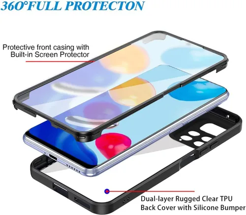 Vista 6 de CCSamll - Funda transparente para Xiaomi Redmi Note 11 Pro/11 Pro + con protector de pantalla integrado, delgada, de cuerpo completo, resistente