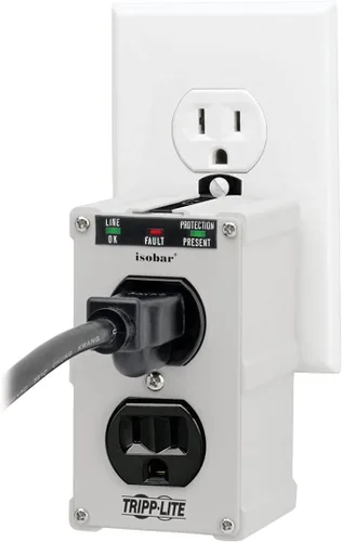 Vista 4 de Tripp lite Isobar Barra protectora con salida de 8 contactos contra sobretensiones, con cable de 25 pies, enchufe de ángulo recto para diagnóstico
