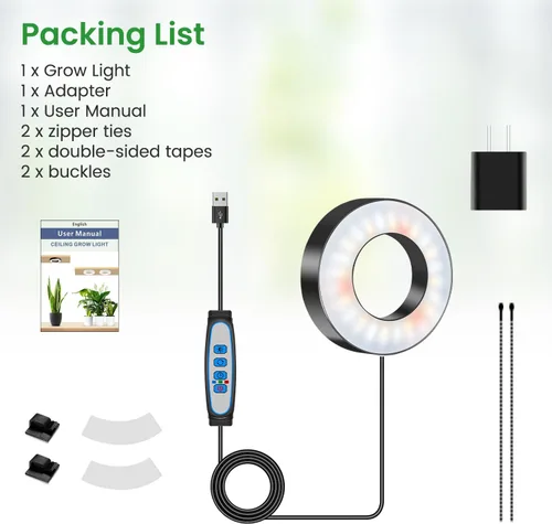 Vista 7 de Wiaxulay Luces de cultivo para plantas de interior, 48 luces LED de espectro completo, lámpara de cultivo debajo del gabinete con temporizador