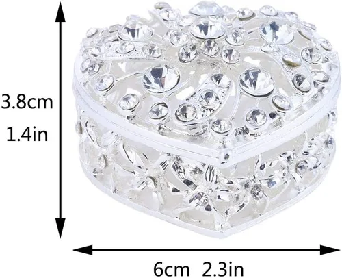 Vista 2 de YU FENG Bling Heart - Caja de joyería con bisagras coleccionables de cristal esmaltado con joyas