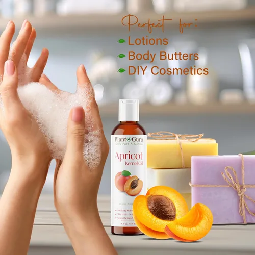 Vista 7 de Aceite de albaricoque de 2 onzas líquidas. Portador prensado en frío 100% puro y natural para el crecimiento de la piel, la cara y el cabello. Ideal
