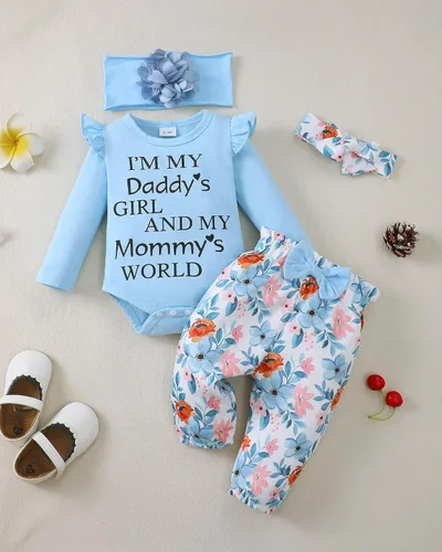 Vista 25 de SUNNY PIGGY Ropa para bebé recién nacida, con volantes, mameluco de algodón floral, conjunto de pantalones de algodón para niñas