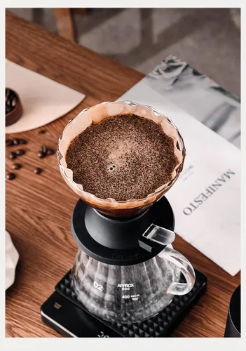 Vista 3 de BeeCa Clever - Gotero de café, cafetera de vidrio con control de un solo interruptor para estilos de prensa francesa y goteo, sistema de preparación