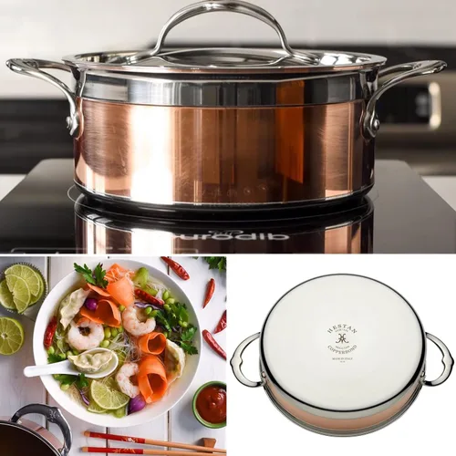 Vista 12 de Hestan - Colección CopperBond - Olla de sopa de cobre 100% puro, compatible con placa de inducción, 3 cuartos de galón
