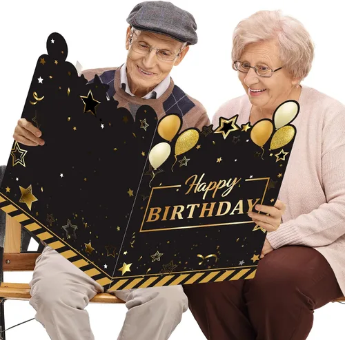 Vista 4 de Tiamon Tarjeta de felicitación grande de 25 x 16 pulgadas, libro de invitados gigante, tarjeta de feliz cumpleaños, libro de invitados de plástico