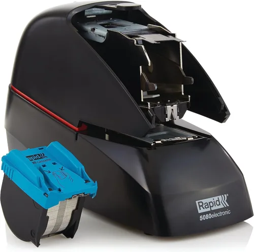 Vista 6 de Rapid 5080e - Grapadora eléctrica profesional para cartuchos con capacidad para 90 hojas, color negro, incluye 1 cartucho con 5000 grapas (90147)