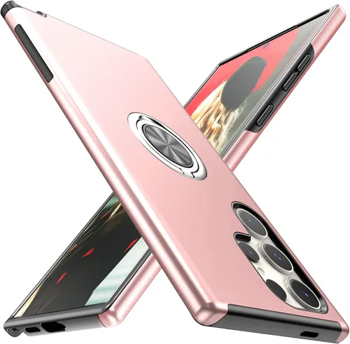 Vista 11 de Funda para Samsung Galaxy S26 con protector de pantalla de vidrio templado, híbrida 2 en 1, funda protectora delgada duradera con anillo magnético