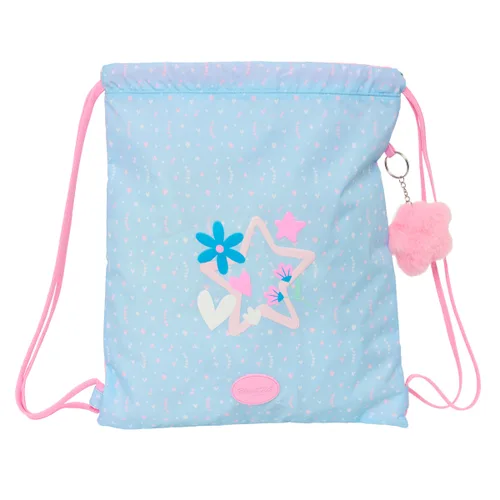 Vista 2 de Bolsa Mochila con Cuerdas BlackFit8 Smile Azul Rosa 35 x 40 x 1 cm