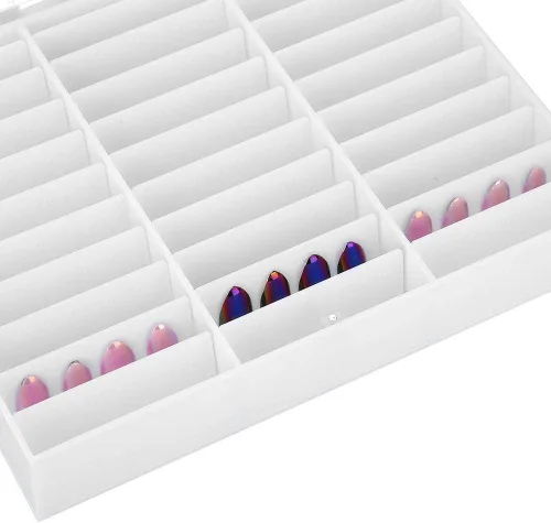 Vista 7 de Semme Organizador de uñas falsas, caja de almacenamiento de uñas, caja de exhibición, contenedor de decoración de uñas, caja de almacenamiento vacía