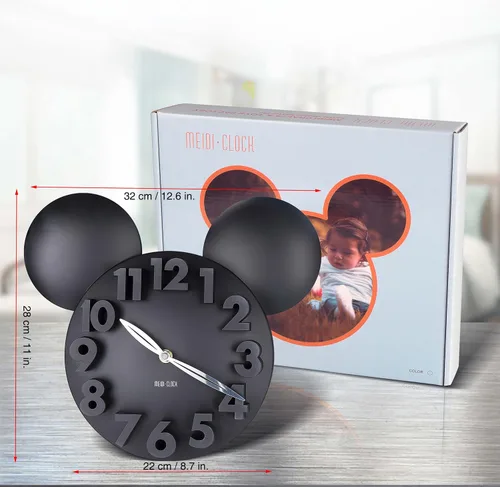 Vista 7 de Reloj de pared con diseño de Mickey Mouse y números en 3D, de la marca LOCOMO