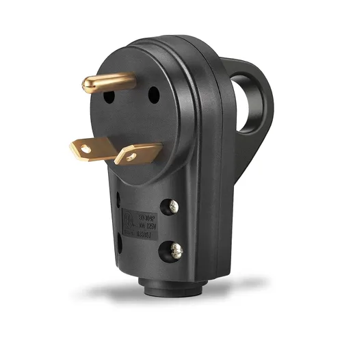 Vista 8 de Enchufe hembra de repuesto de 30 amperios ED-310R resistente 125V 30A con mango de agarre ergonómico, enchufe de 30 amperios para caravana negro