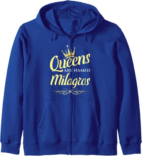 Vista 3 de Queens Are Named Milagros - Sudadera con capucha y cremallera, Negro