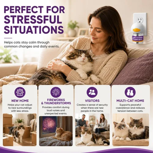 Vista 3 de Cat Calming Pheromone Diffuser Kit, 2 Plug-Ins + 4 Refills (48ml Each),Long-Lasting Stress & Anxiety Relief, Reduces Fighting, Spraying &